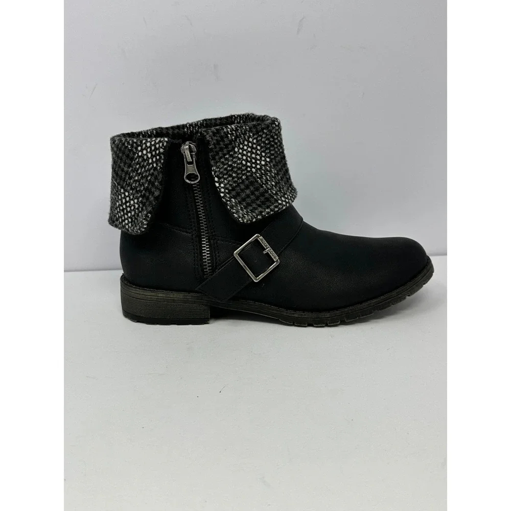 Rocket Dog Womens 7.5 Gray Bentley Tweed Sweater Cuff Zip Ankle Boots Booties P7